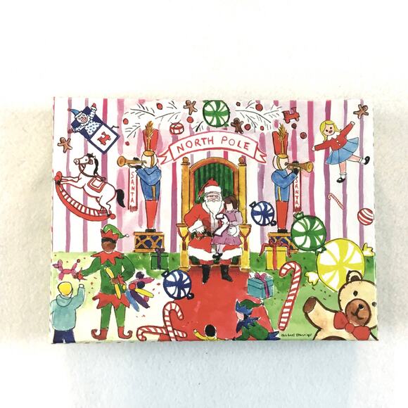 Christmas Cards Santa North Pole Colorful Visit to Santa NWT - Picture 1 of 4